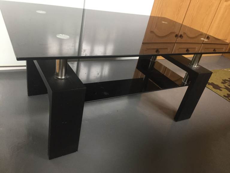 Large Heavy Glass Coffee Table