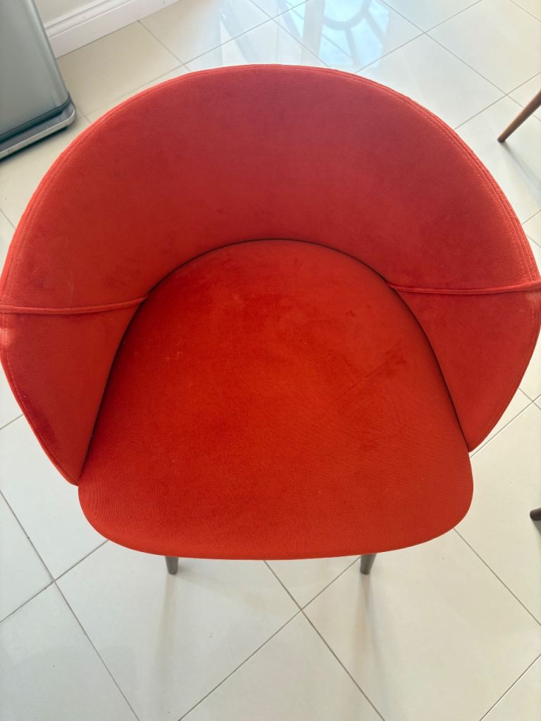Two orange Velvet Bar Stools – As Good As New