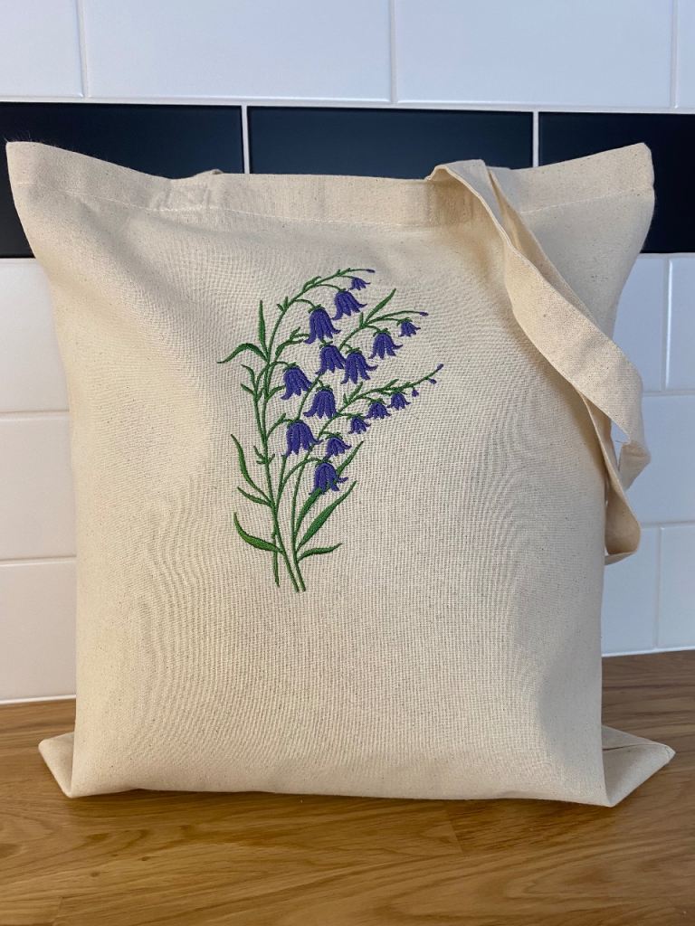 Embroidered Tote bag - Bluebell Purple