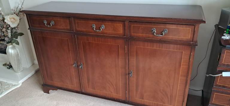Sideboard,dark wood with light wood inlay 
