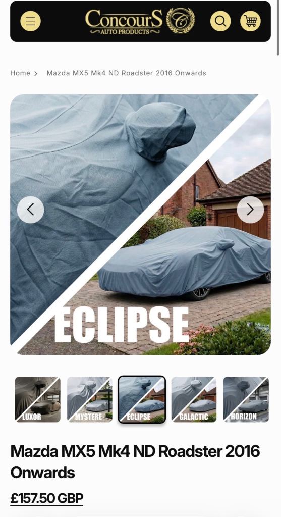 Car Cover - Concours Eclipse - RRP £157