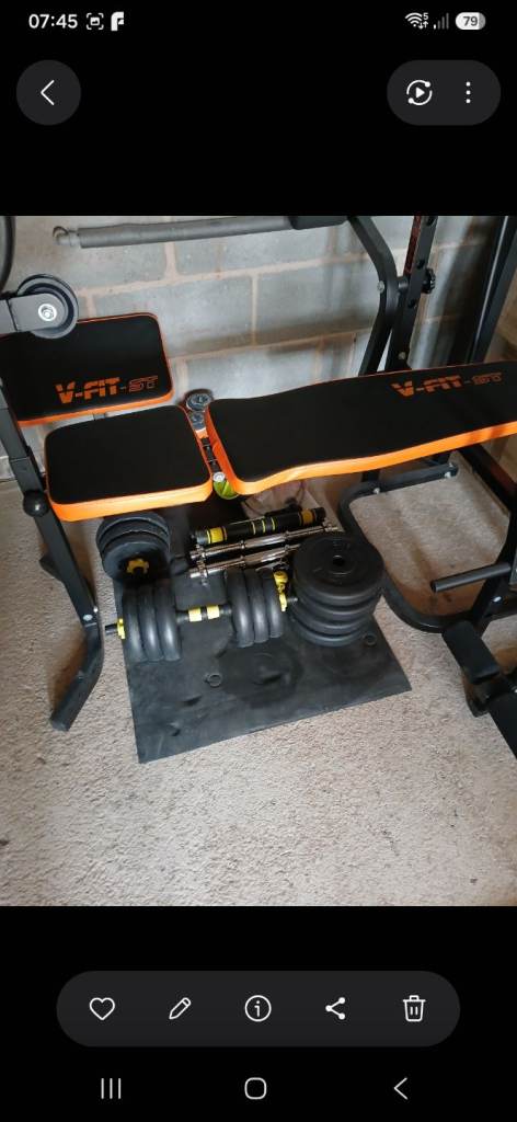 V-FIT Multi-Gym Bench with Weights – Good Condition