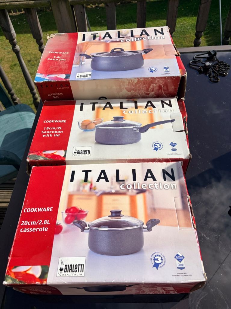 New Italian Collection Cookware Set - Casserole, Saucepan, Pasta Pot