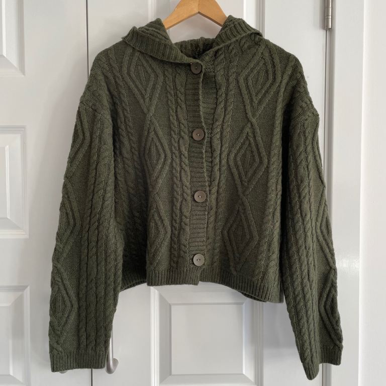 Japan Two way Avocado Green & Olive Green Cardigan with Hood