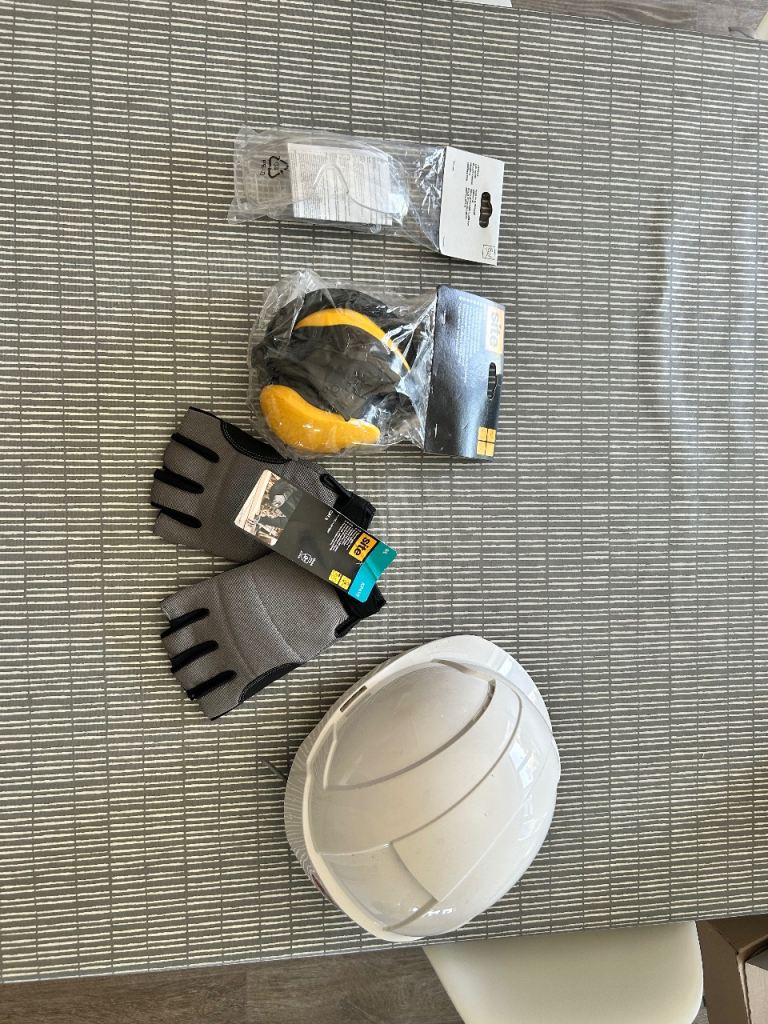 Brand New PPE Safety Bundle – Hard Hat, Ear Defenders, Gloves & Safety Glasses