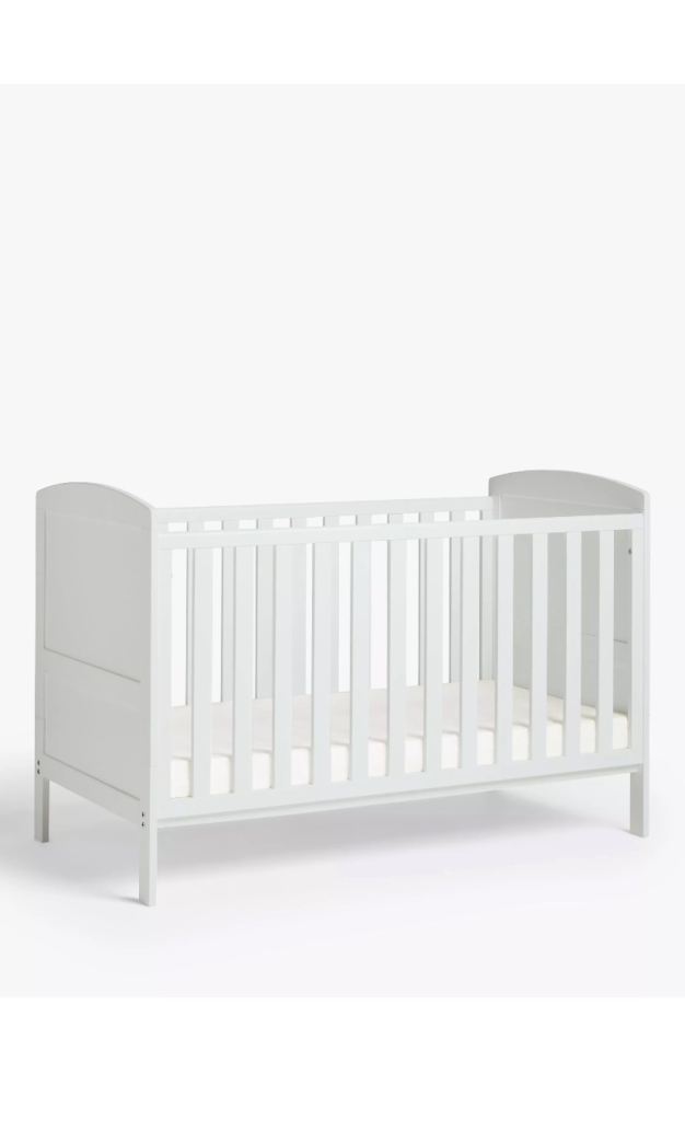 White wooden cot bed 