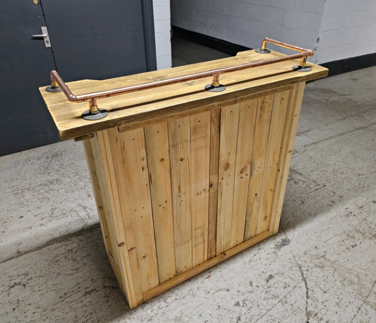 Rustic Reclaimed Wood & Copper Pipe Bar