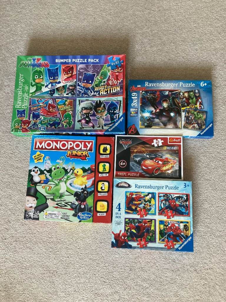 Bundle - Kid games & puzzles spiderman avengers pjmasks monopoly junior