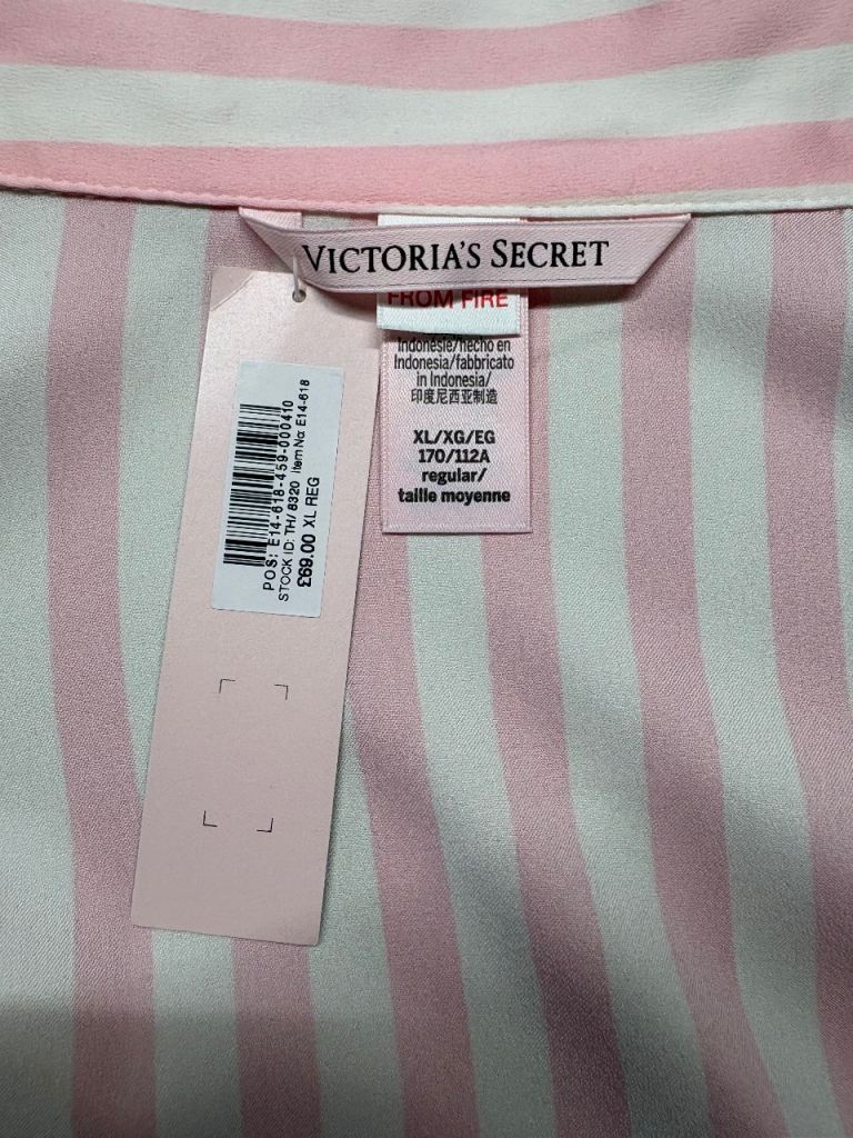 Victoria’s Secret Satin Pyjama Set BNWT – Pink Stripe – XL