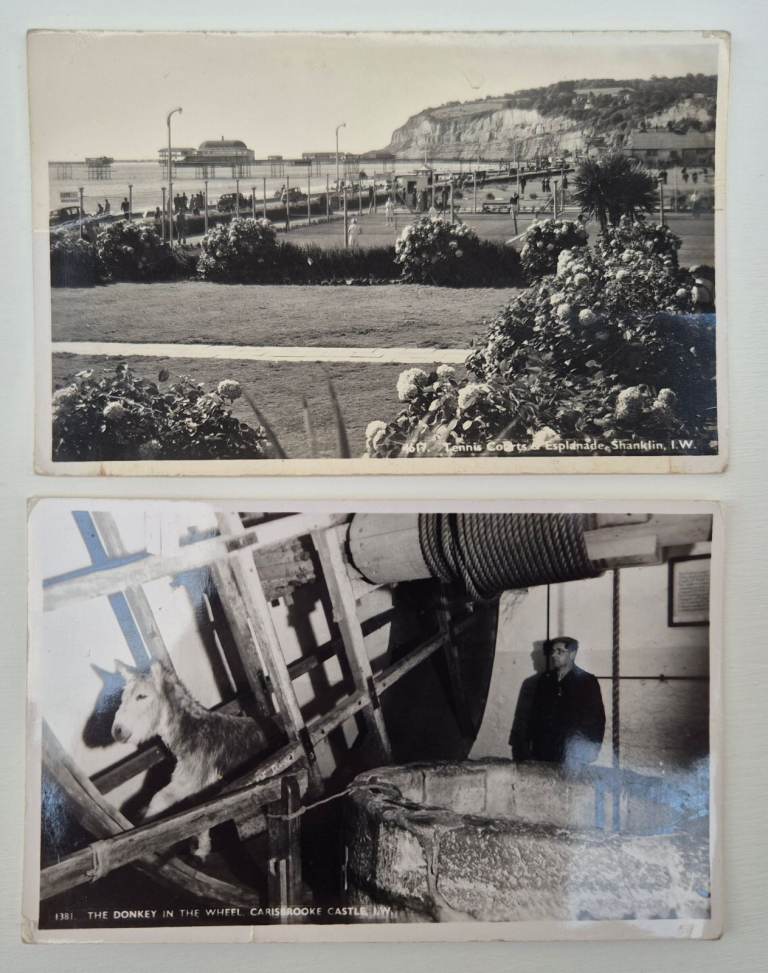 1 x Tennis Courts & Esplanade, Shanklin & 1 x The Donkey In The Wheel Postcard.