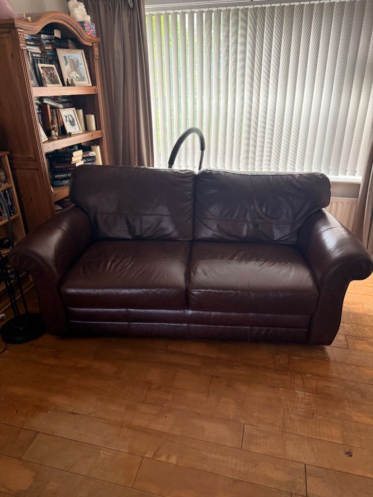 3 seater real leather burgundy 