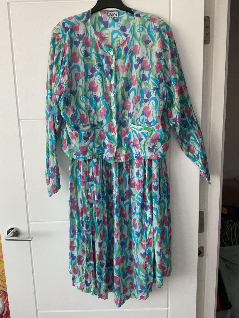 Woman’s vintage floral skirt and jacket