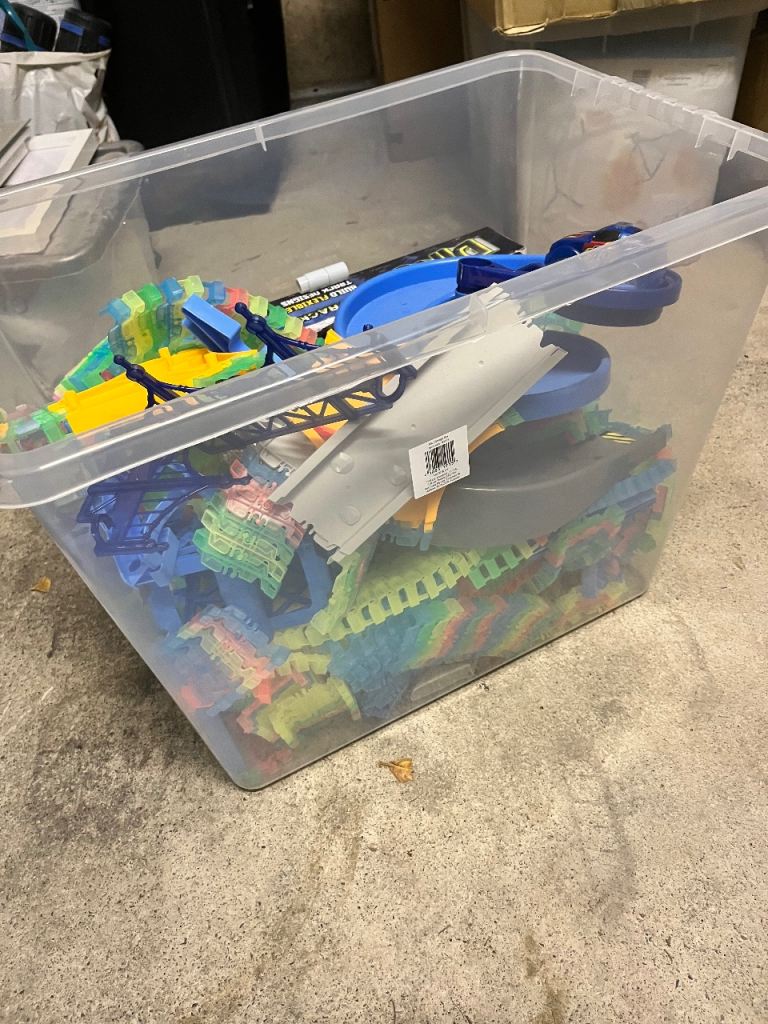 Neon track with cars