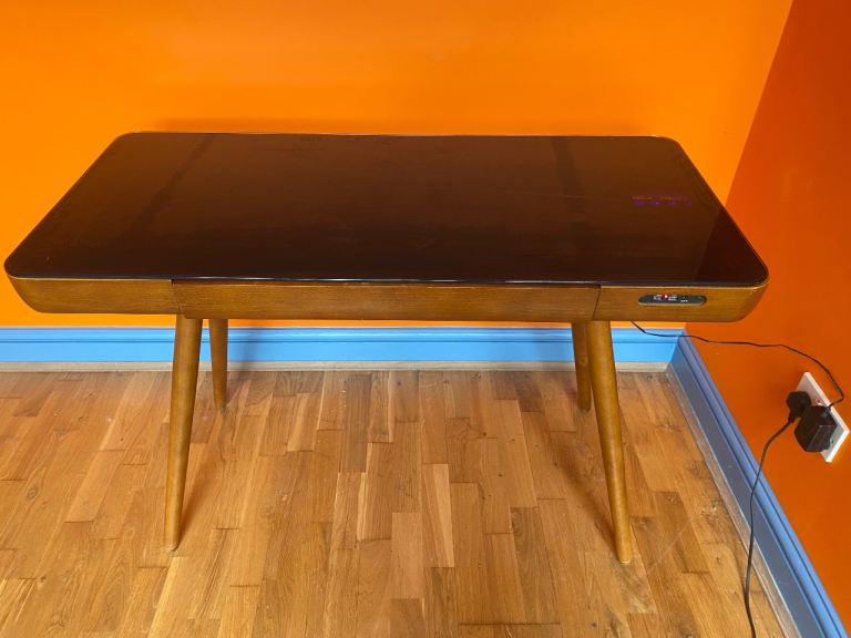 Modern Wooden Desk with Built-in USB and Aux Input