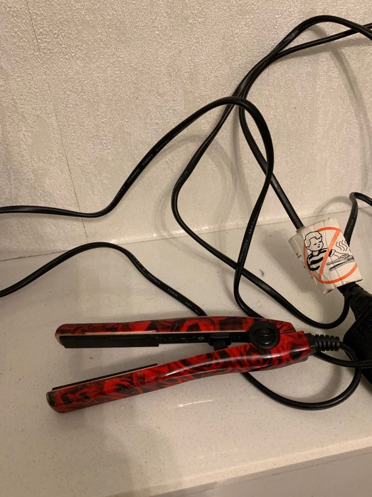 Mini Hair Straighteners - Red Swirl Design, Good Condition