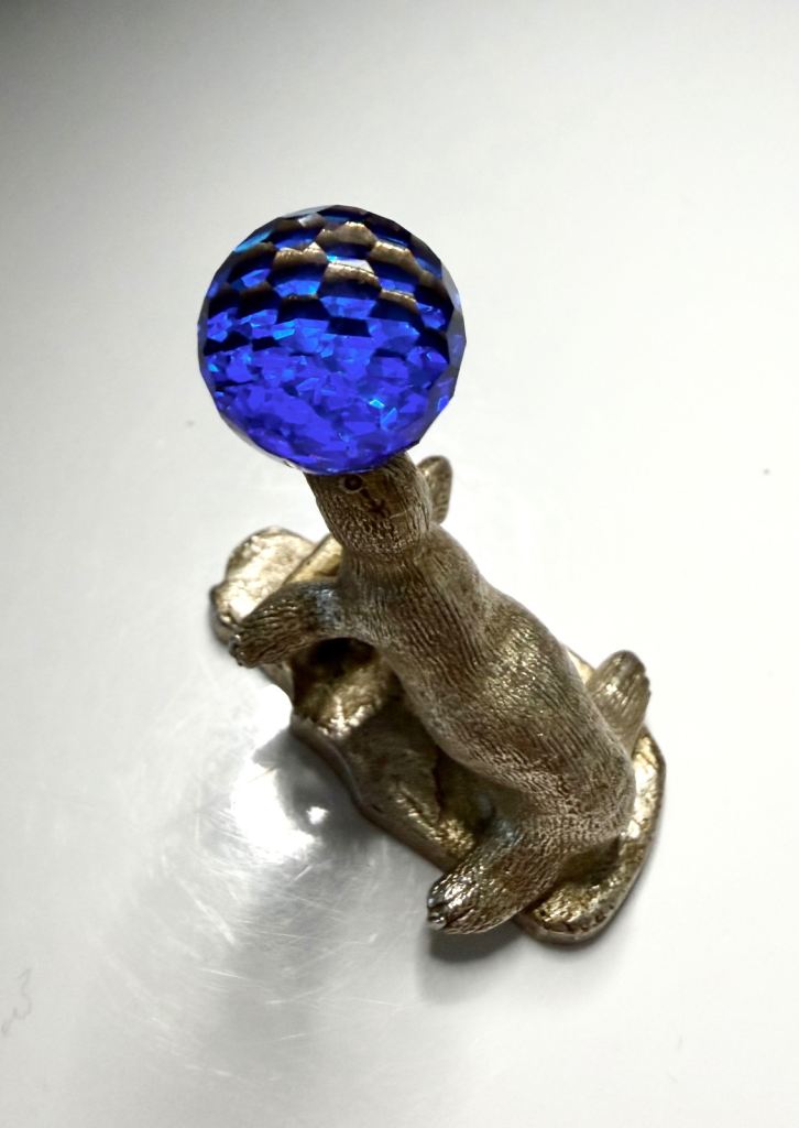 Fireball Mini Pewter Sea Lion with Swarovski Crystal Ball - Cute Animal Seal