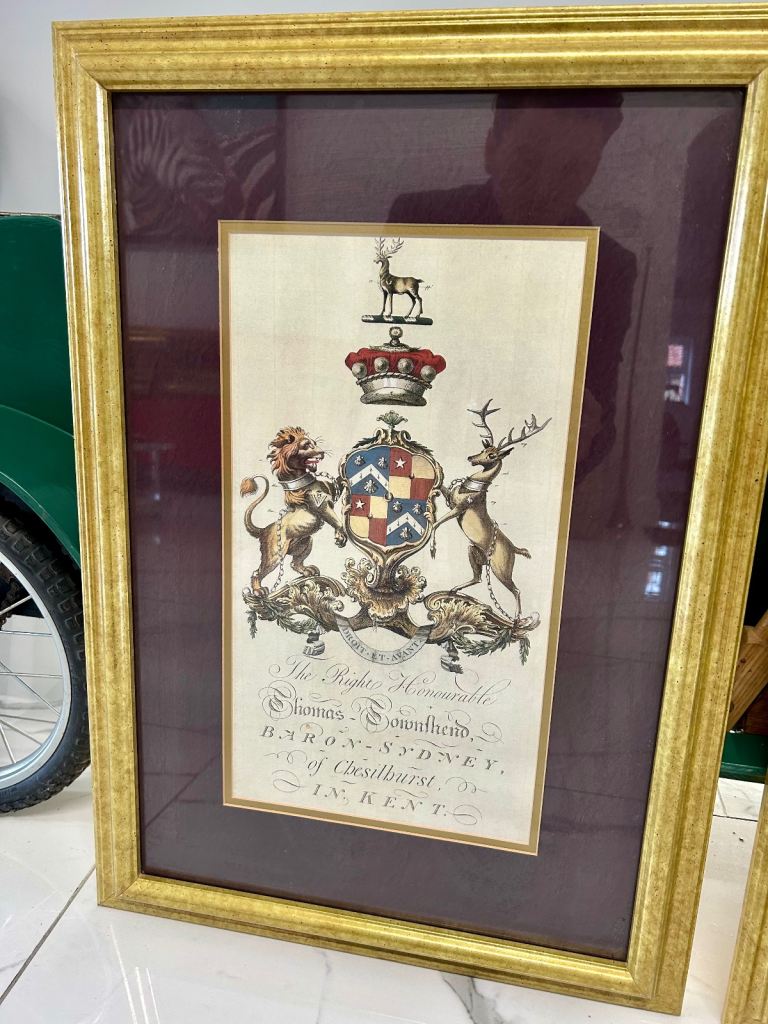 Framed Coat of Arms of Thomas Townshend, 1st Viscount Sydney (Baron Sydney of Chislehurst, Kent)