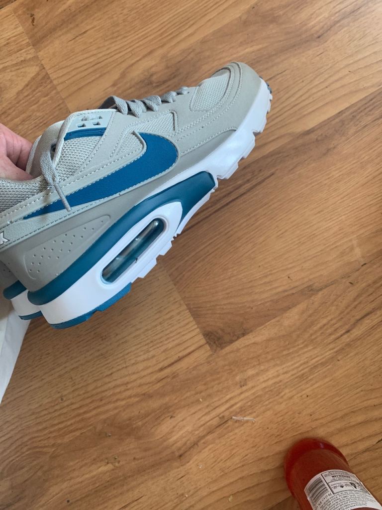 Nike Air Max Trainers UK 9 - Grey with Blue Trim, UNWORN