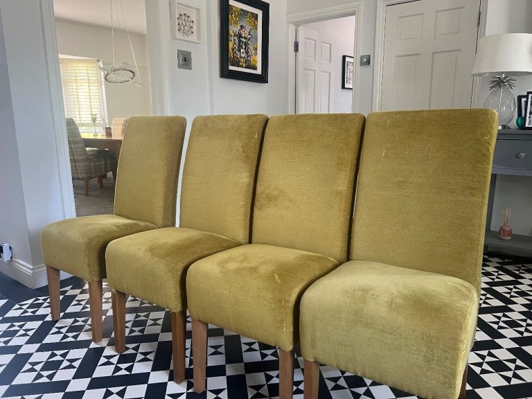 4 x velvet green chairs wellPadded )free) 