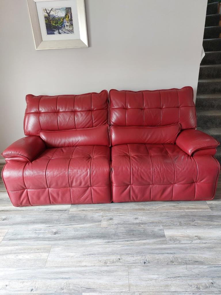 3 and 2 seater recliners with pouffe storage 