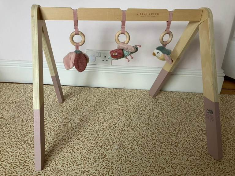 Little Dutch Wooden Baby Gym - Pink / Flowers & Butterflies