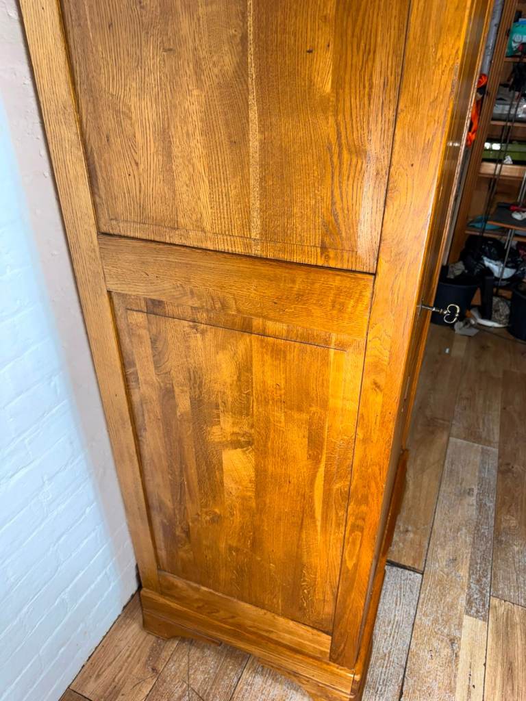 Solid oak single wardrobe free local delivery, £220.00 for Sale