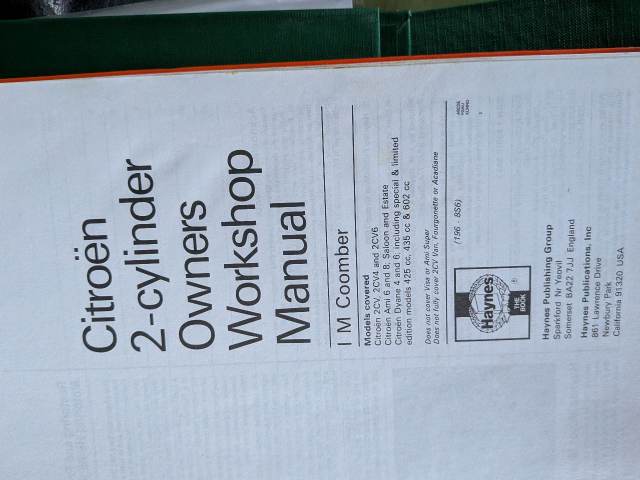 Haynes Citroen 2CV, AMI & Dyane Owners Workshop Manual | in