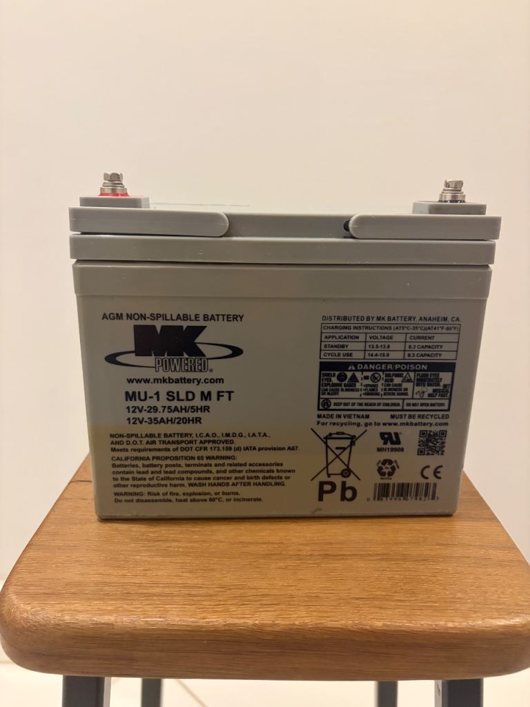 MK Powered 35AH 12V AGM Mobility Scooter Batteries (Set of 2) Part Used