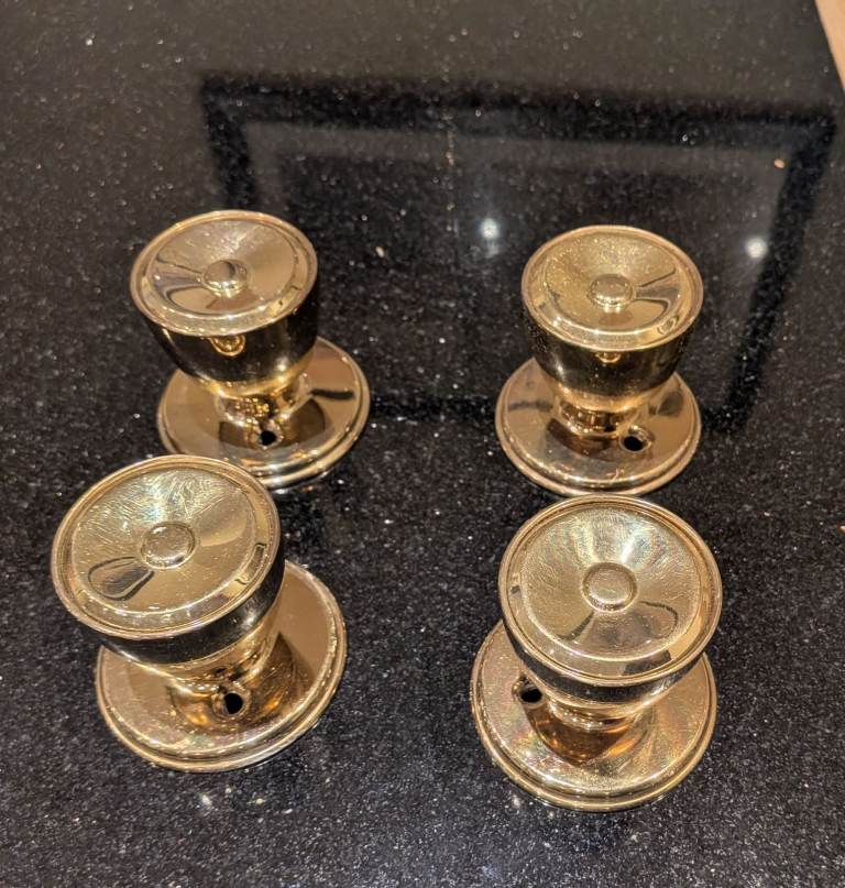 image for Brass Effect Round Door Knobs (Set of 4)