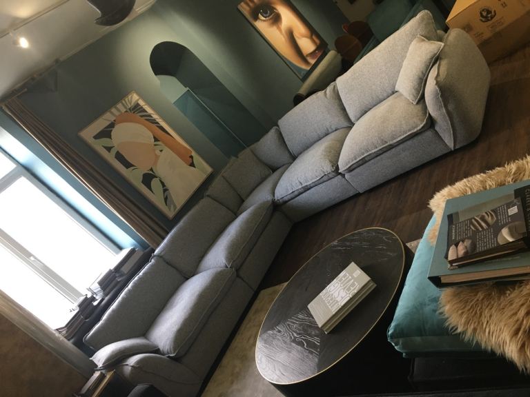 Brand new grey fabric corner sofa 