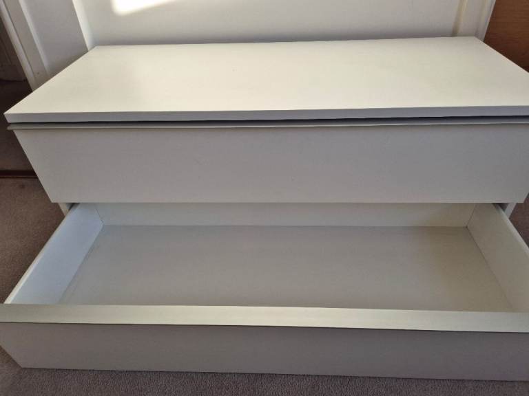 IKEA Anga white drawer unit with silver handles suitable as TV bench