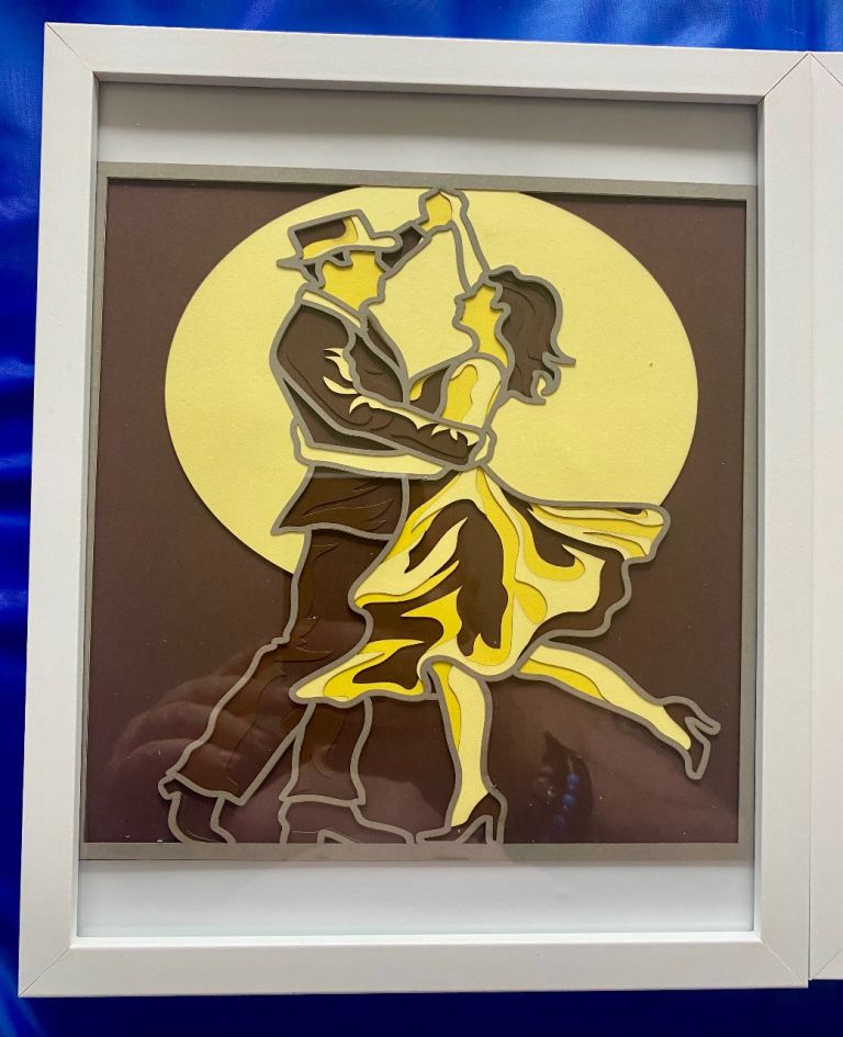 Framed 3D Layered Art – Dancing Couple / Ballroom Dance | 20x25cm | Handmade