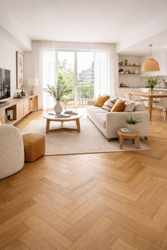 Herringbone Effect Vinyl Flooring. 2m, 3m & 4m wide cuts available.