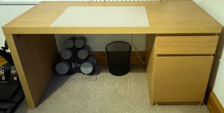 Ikea Malm Oak Finish Desk with Drawers