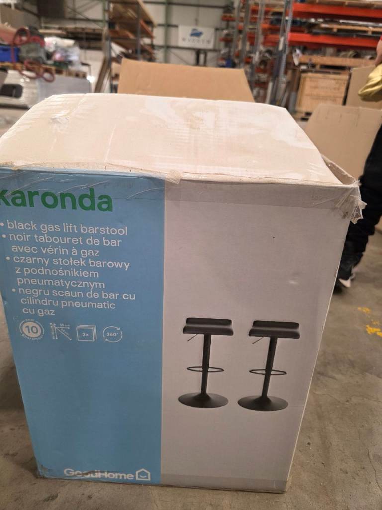 Karonda Black Gas Lift Barstools - Brand New in Box