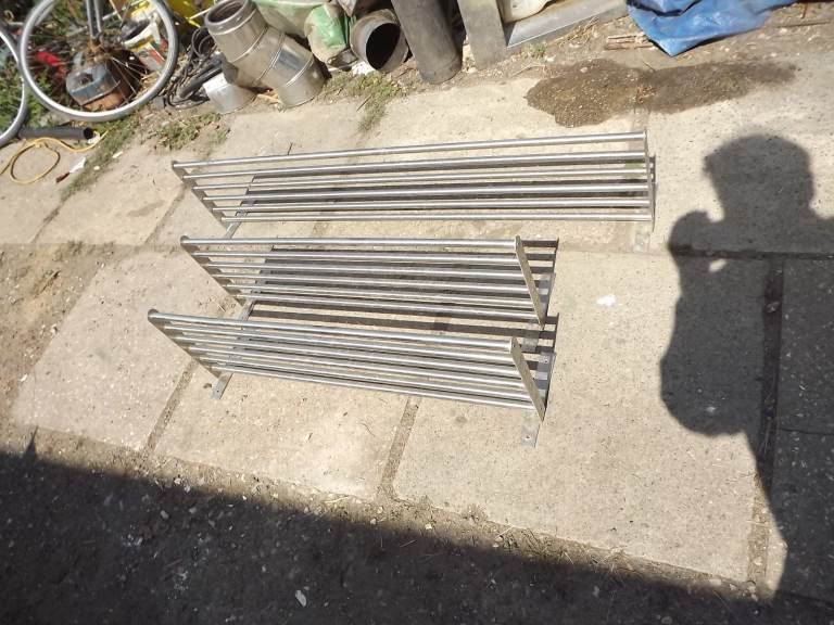 Three Stainless Kitchen Shelves -2 at 80 cm-1 at 120 cm