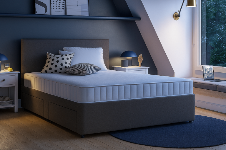 image for Premium Divan Bed with Memory Foam Mattress, Built-In Storage for King, Double, Single