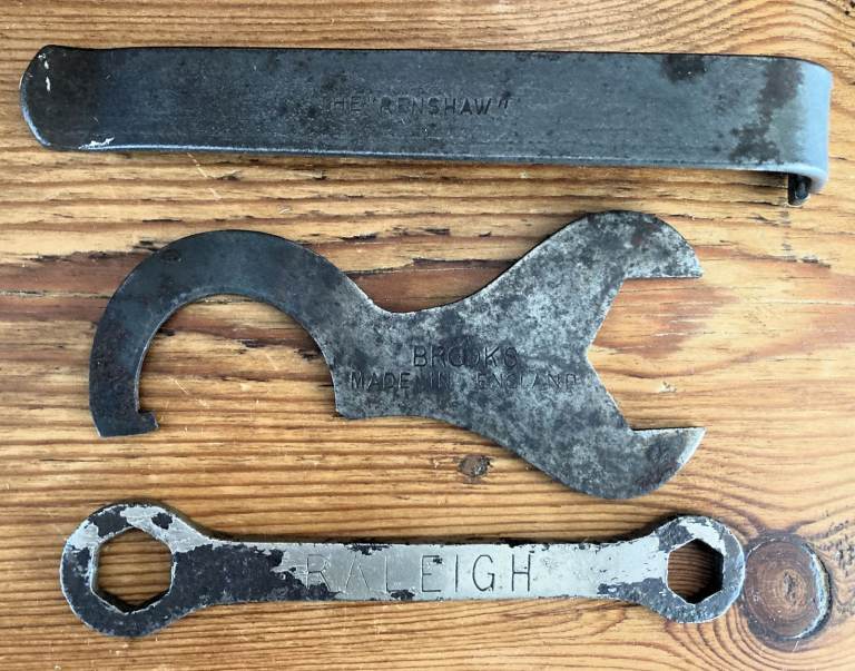VINTAGE BIKE SPANNER LOT RALEIGH BROOKS RENSHAW TOOL KIT WRENCH SADDLE BICYCLE MOPED BMX CHOPPER
