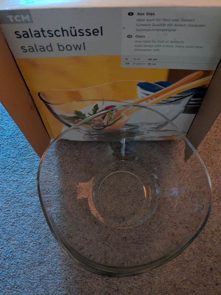 TCM Glass Salad Bowl – New in Box