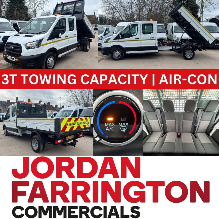 2023 FORD TRANSIT 350 RWD DRW DOUBLE CAB TIPPER**3 TON TOWING CAPACITY**AIR-CON