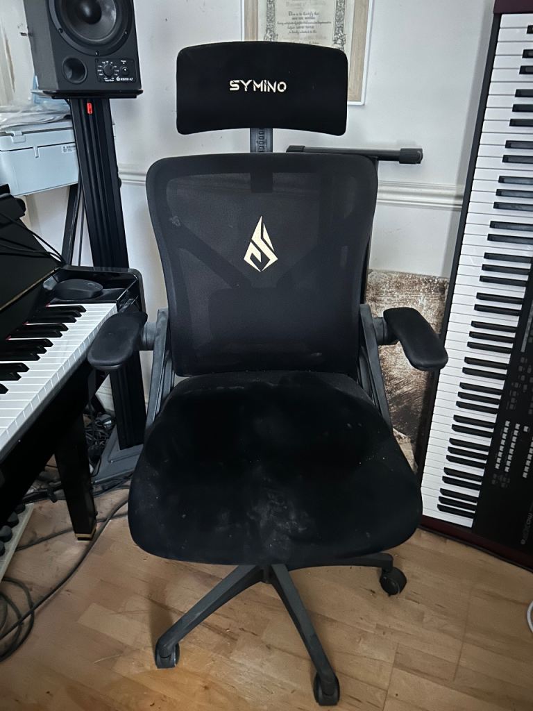 SYMINO Black Office Chair with Headrest – Good Condition