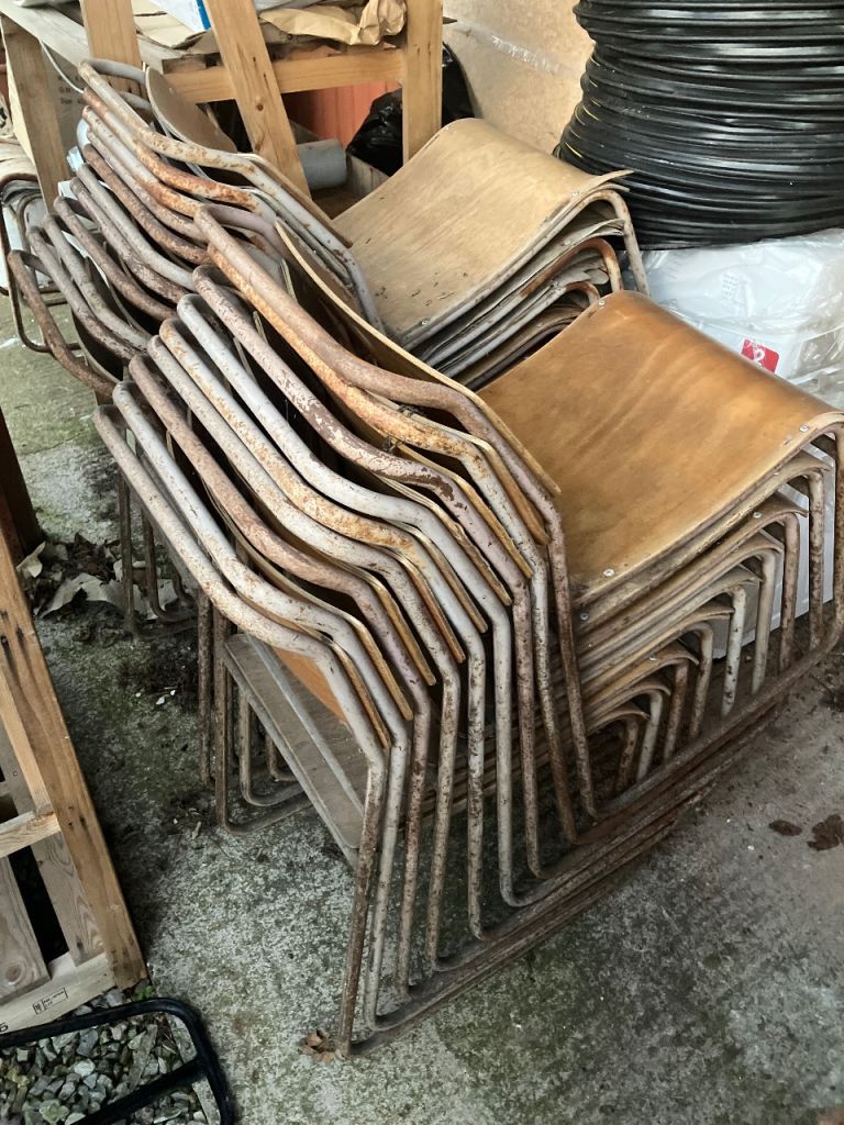 Cox tubular stacking chairs tables retro cafe upcycling