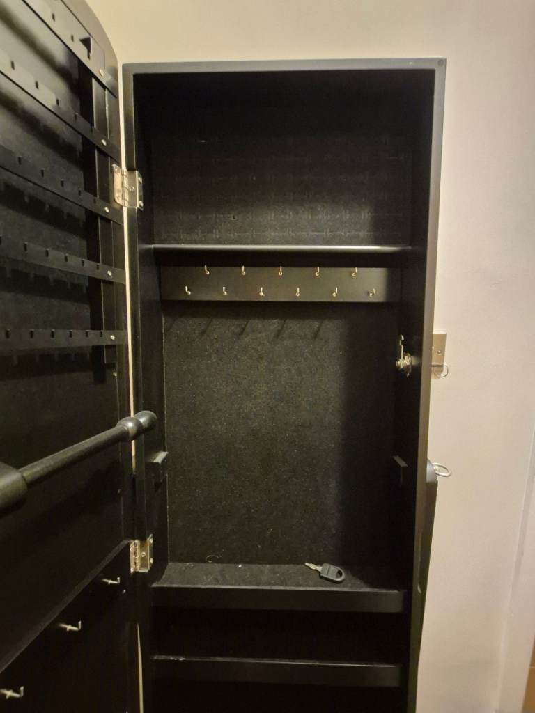 Black Full-Length Mirrored Jewellery Cabinet / Armoire