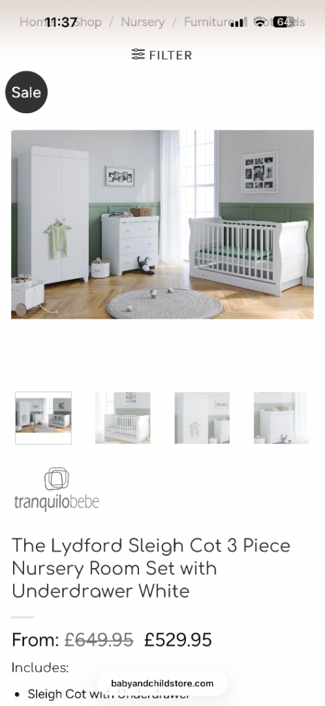 3 piece nursery furniture 