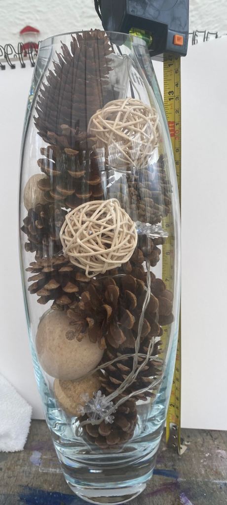 Tall Clear Glass Vase with Decorations