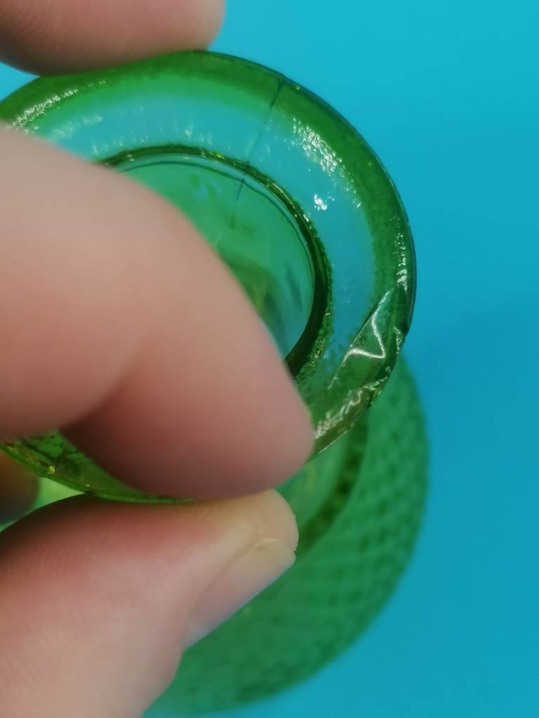 Vintage Green Glass Genie Bottle, Decanter – Ball Stopper. (bit chip,you can see photo. As seen.