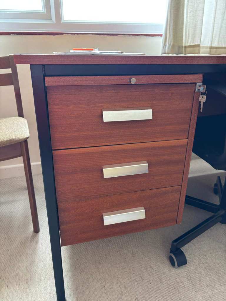 office desk (banker desk), with drawers, lock, wood  Free