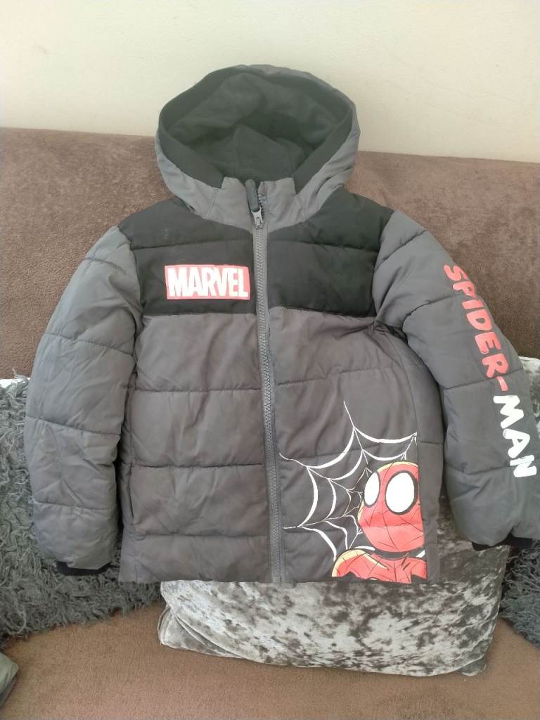 Marvel Spider-Man Puffer Jacket for Kids – Grey, Good Condition