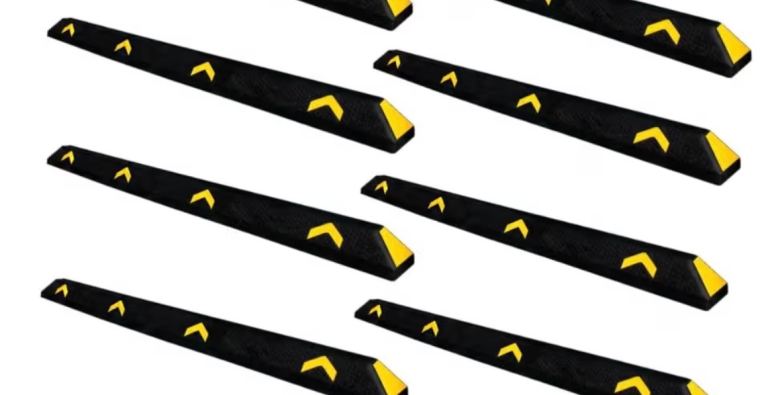 183CM Heavy Duty Parking Wheel Stop | Recycled PVC Car Stopper with Reflective Strips 