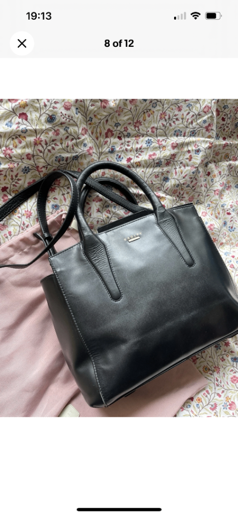 Radley London Black Leather Bag With Removable Shoulder Strap + Dust Bag